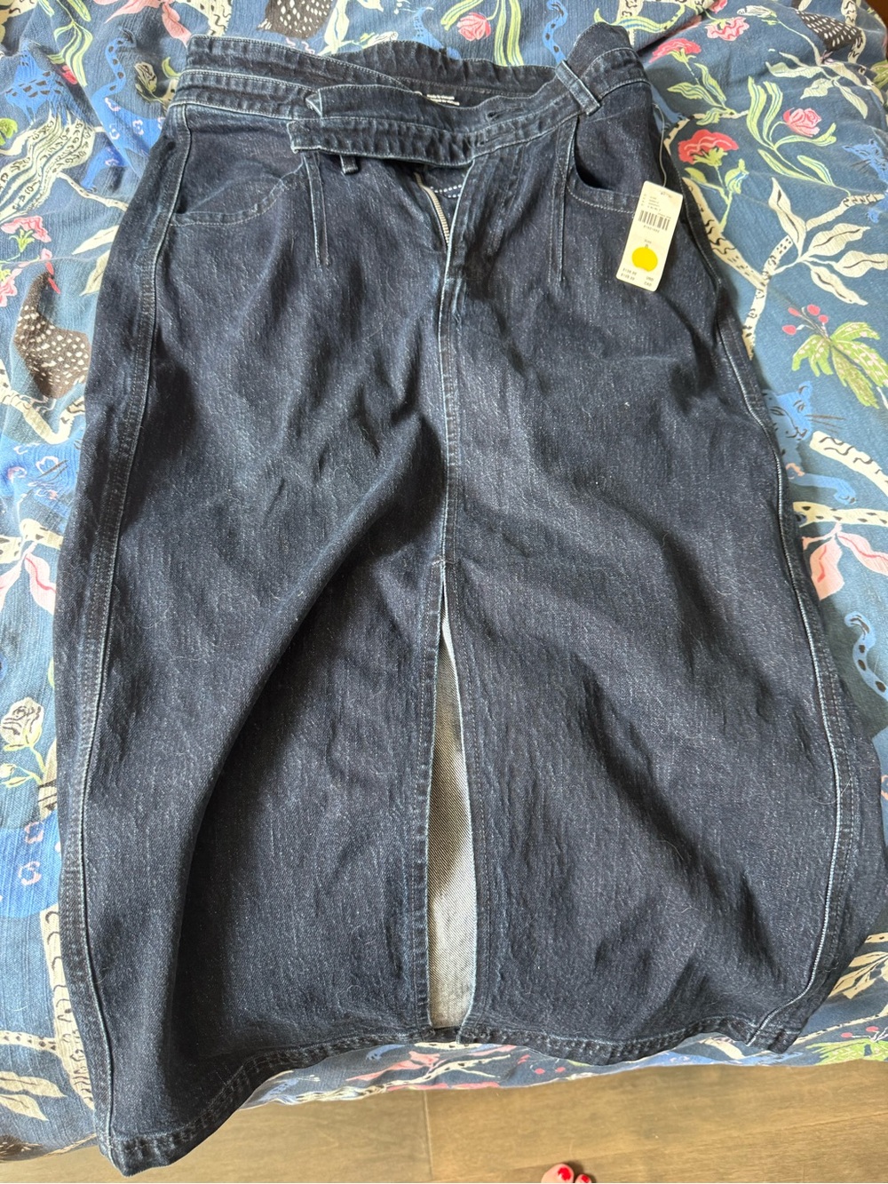 Pilcro Dark Blue Denim Skirt with Subtle Front Seam